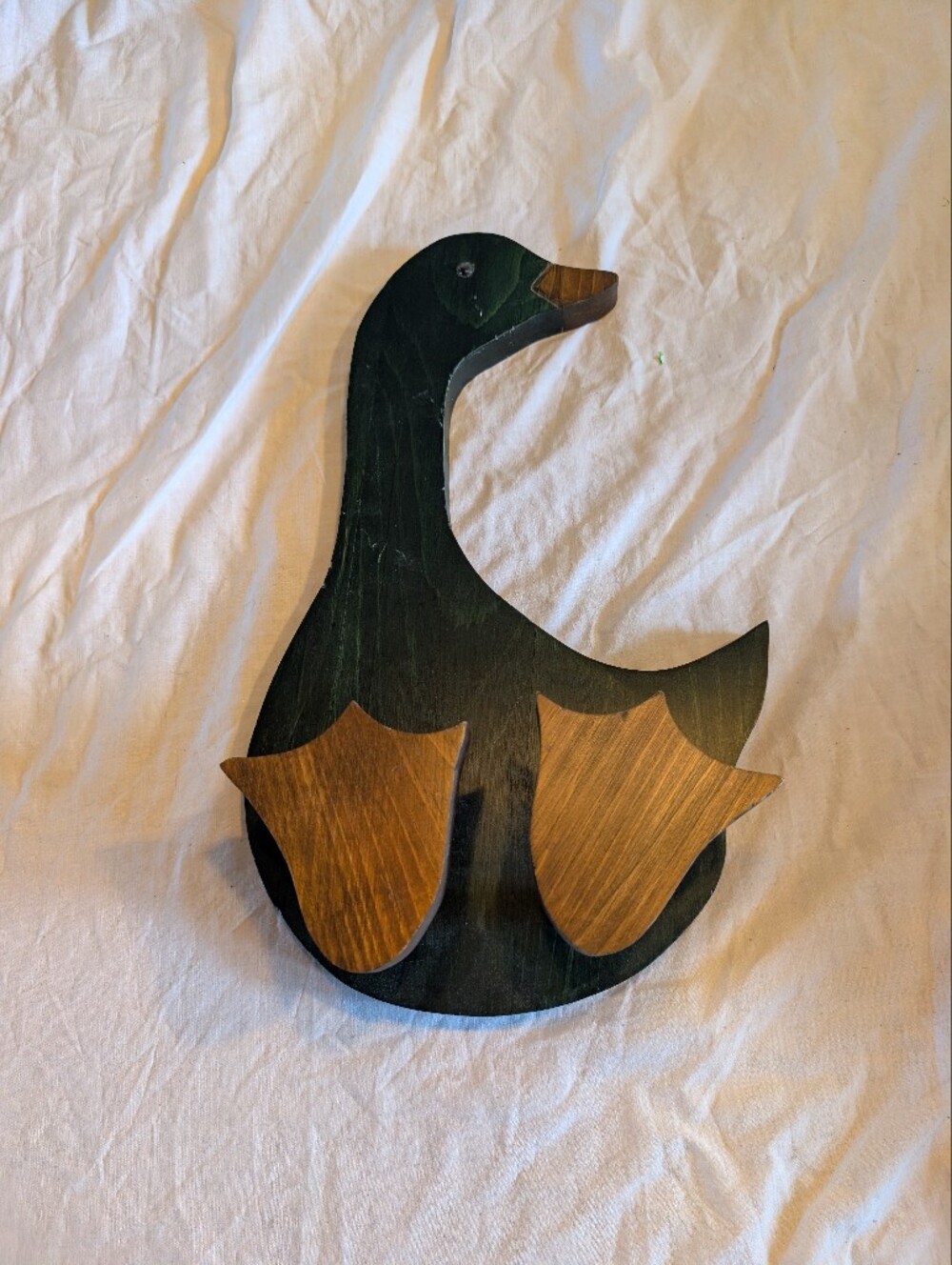 2/60$ Vintage Green and Brown Wooden goose Wall Hooks